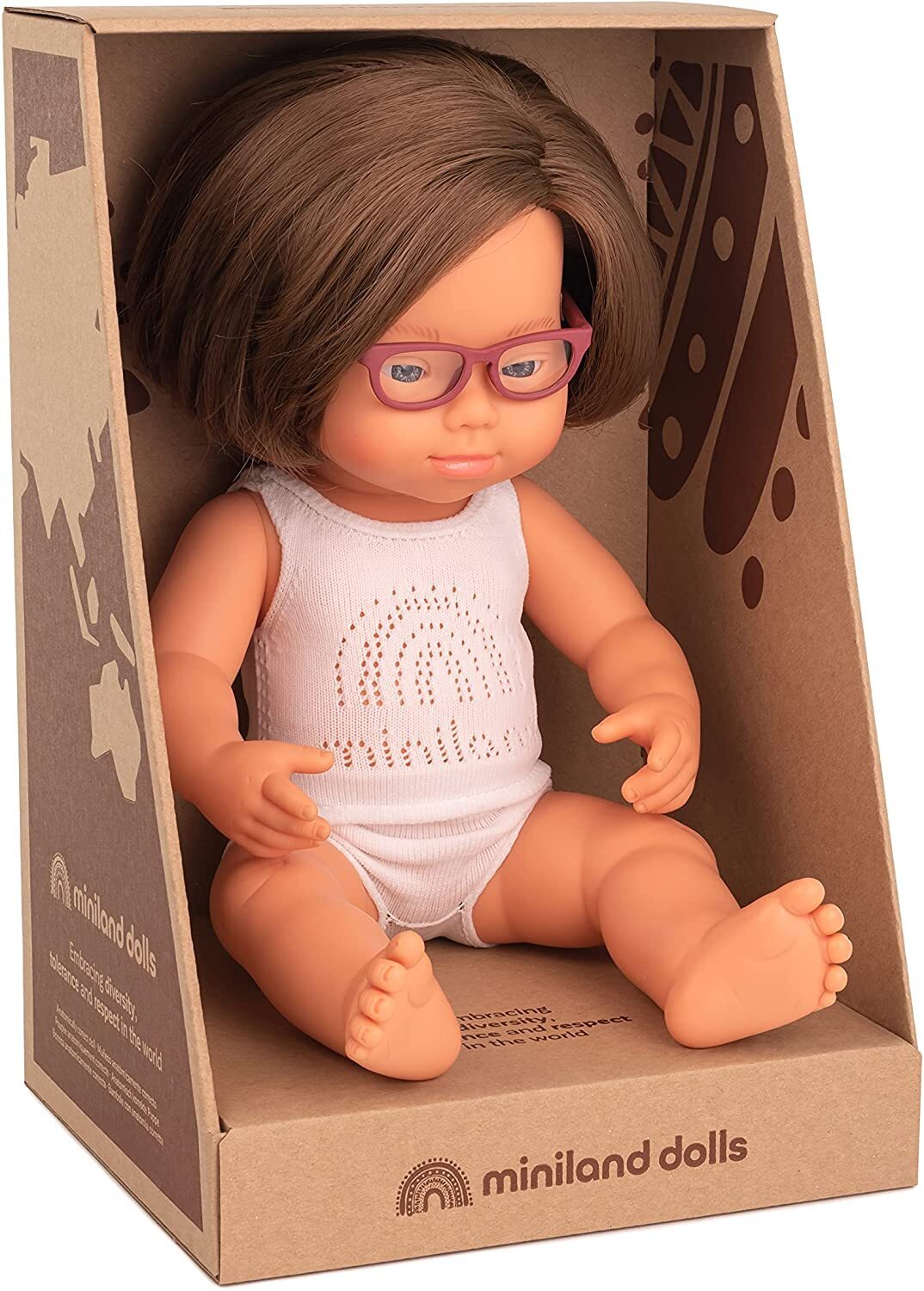 Buy Miniland Baby Doll European Down Syndrome Girl 38cm with Glasses
