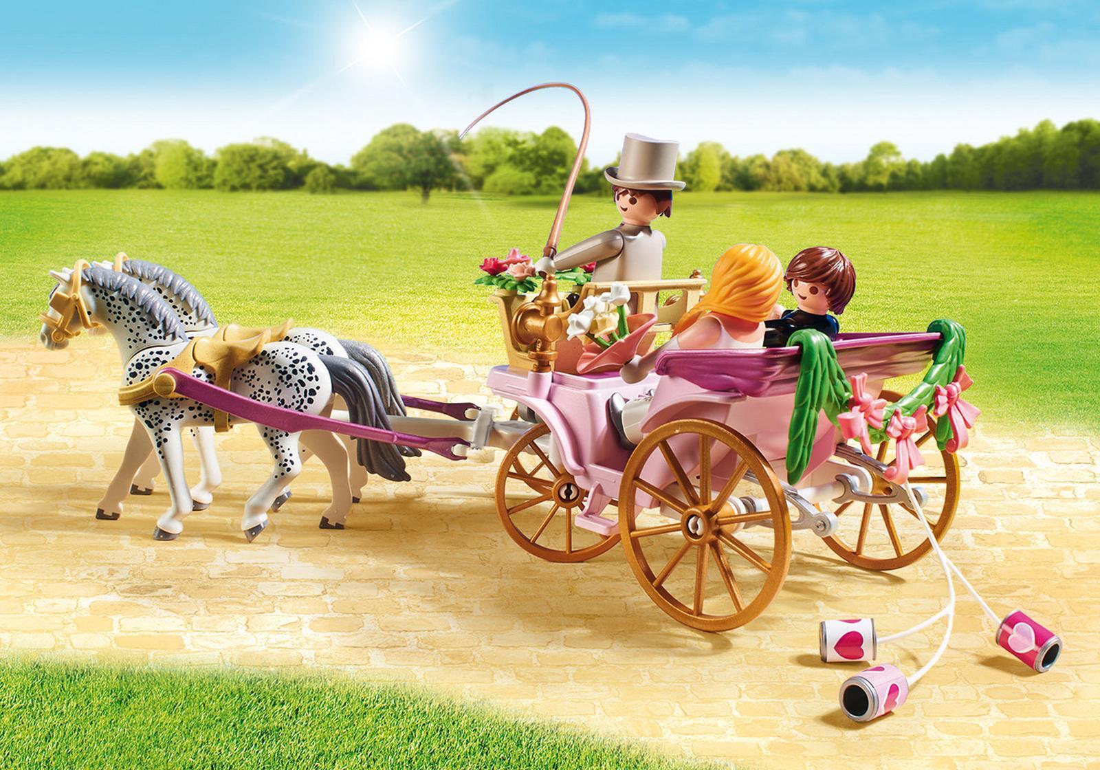 Playmobil 9427 Carrozza Degli Sposi Con Cavalli Appaloosa: Set Gioco Con 3 Personaggi, Lattine Trainate, Accessori, Per Bambini Da 4 Anni - 4