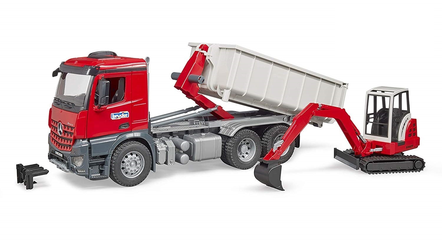 Buy Bruder MB Arocs Truck with RollOff Container with Schaeff Mini