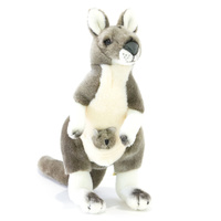Bocchetta - Tracy Grey Kangaroo With Joey Plush Toy 28cm