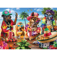 Anatolian - Dogs Drinking Smoothies on a Tropical Beach Puzzle 1000pc