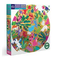 eeBoo - Busy Cats Round Puzzle 100pc