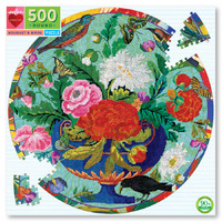 eeBoo - Bouquet & Birds Round Puzzle 500pc