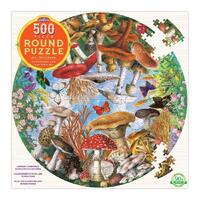 eeBoo - Mushrooms & Butterflies Round Puzzle 500pc