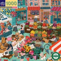 eeBoo - England Green Market Puzzle 1000pc