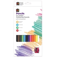 EC - Jumbo Washable Colouring Pencil (12 pack) & Sharpener