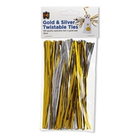 EC - Twistable Ties Gold and Silver 15cm (150 pack)
