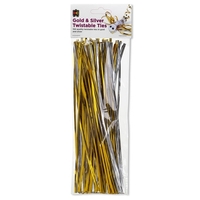 EC - Twistable Ties Gold and Silver 25cm (150 pack)