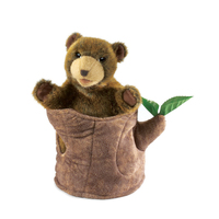 Folkmanis - Bear in Tree Stump Puppet