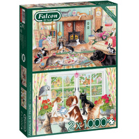 Jumbo - Animals at Home Puzzle 2 x 1000pc