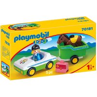Playmobil - 1.2.3 Car with Horse Trailer 70181