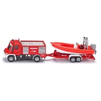 Siku - Unimog Fire Engine with Boat - 1:87 Scale