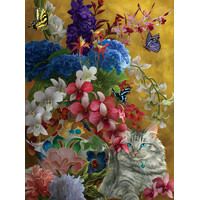 Sunsout - Gilded Cats and Flowers Puzzle 1000pc