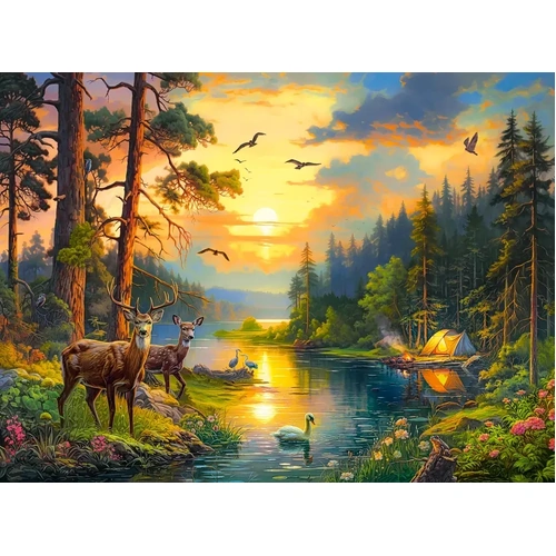Castorland - Sunset Over Forest River Puzzle 3000pc