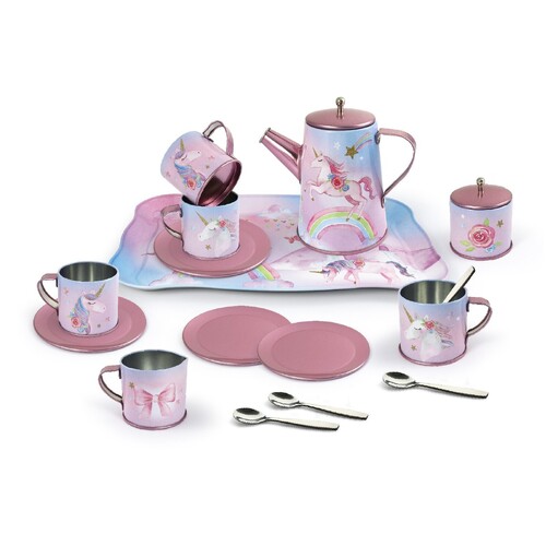 Kaper Kidz - Rainbow Unicorn Tin Tea Set 18pc