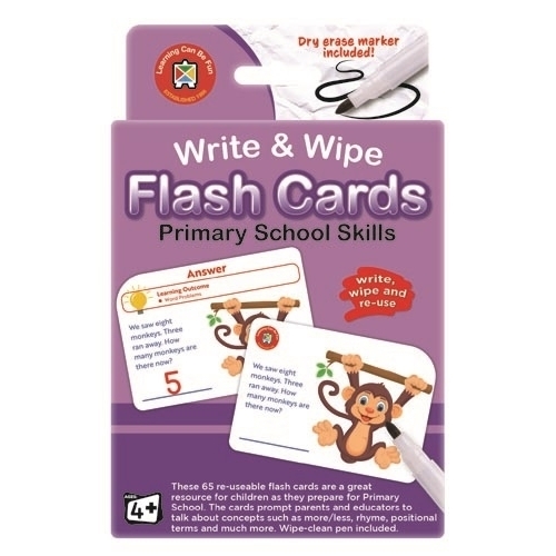 Learning Can Be Fun - Write & Wipe Flash Cards Primary School Skills with Marker