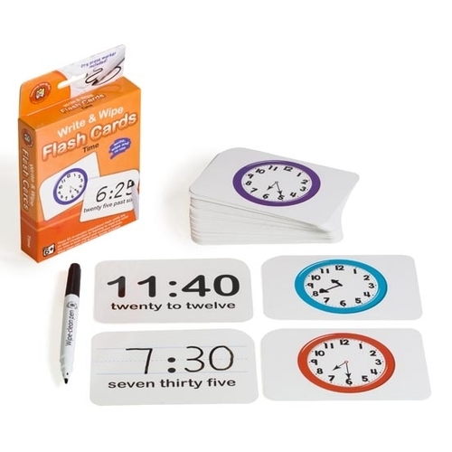 Learning Can Be Fun - Write & Wipe Time Flash Cards with Marker