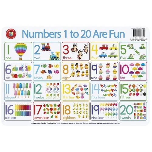 Learning Can Be Fun - Numbers 1 to 20 Placemat