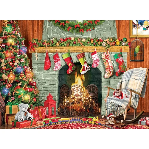 Eurographics - Christmas By The Fireplace Large Piece Puzzle 500pc
