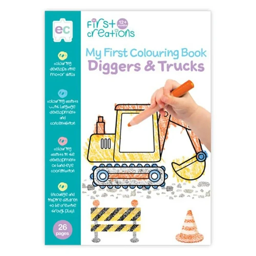 First Creations - Diggers and Trucks Colouring Book