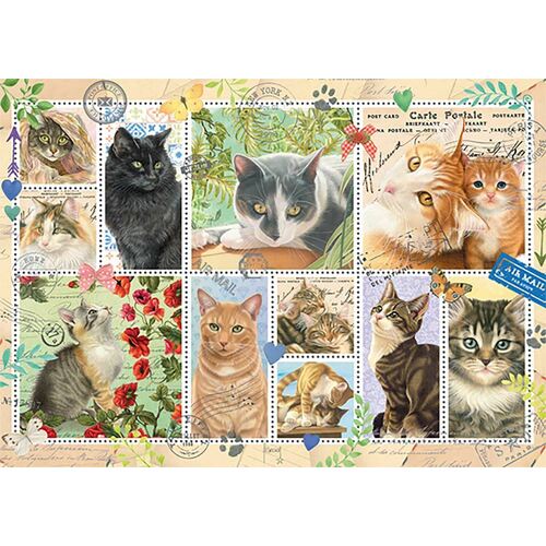Jumbo - Cat Stamps Puzzle 1000pc