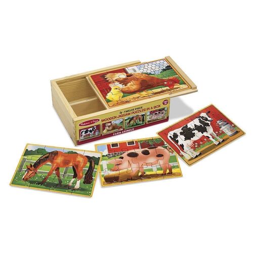 Melissa & Doug - Farm Animals Jigsaw Puzzles In A Box - 12pc