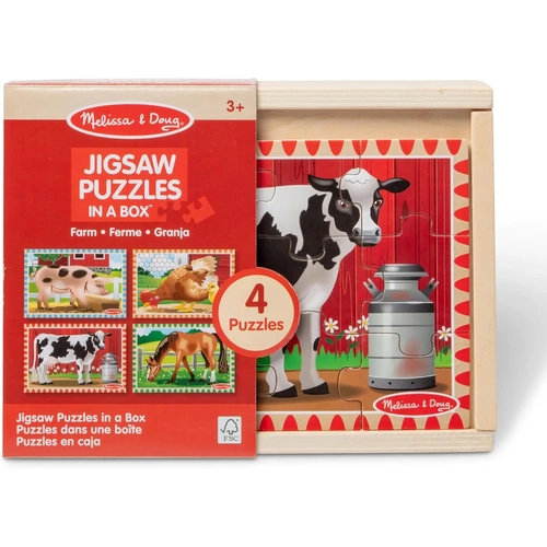 Melissa & Doug - Farm Animals Jigsaw Puzzles In A Box 12pc