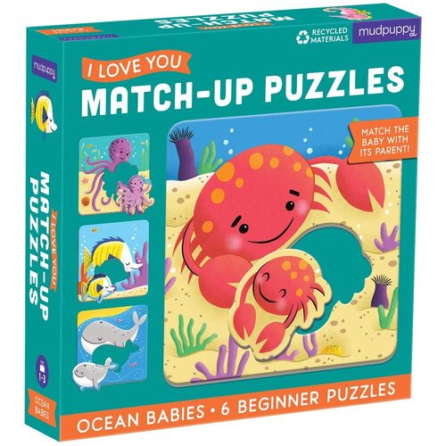 Mudpuppy - I Love U Match-Up Puzzles - Ocean Babies