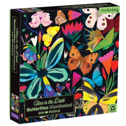 Mudpuppy - Butterflies Glow in the Dark Family Puzzle 500pc