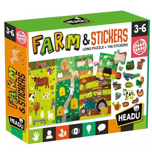 Headu - Puzzle + Stickers - The Farm