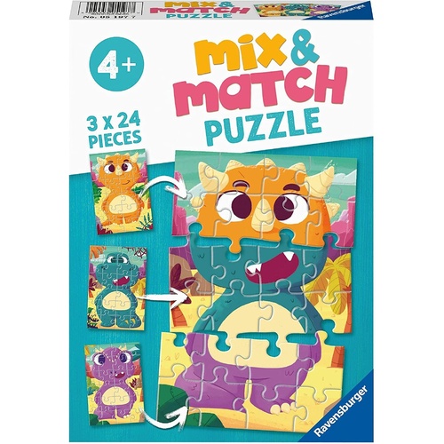 Ravensburger - Cute Dinos Mix & Match Puzzle 3x24pc