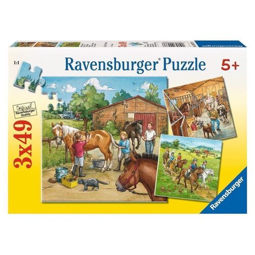 Ravensburger - A Day with Horses Puzzle - 3 x 49pc