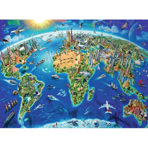 Ravensburger - World Landmarks Map Puzzle 300pc